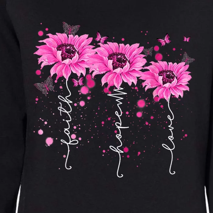 Pink Daisy Flower Faith Hope Love Breast Cancer Awareness Womens California Wash Sweatshirt