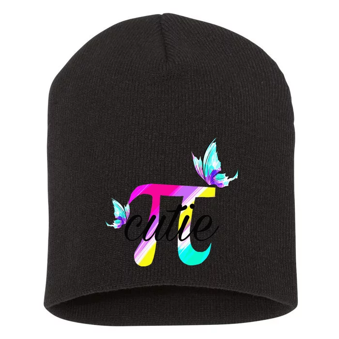 Pi Day Funny Cute Cutie Pi Pretty Math Butterfly Pi Short Acrylic Beanie