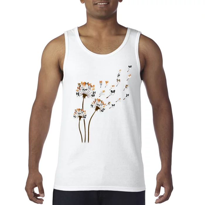 Papillon Dogs Flower Fly Dandelion Dog Mama Dog Lover Tank Top