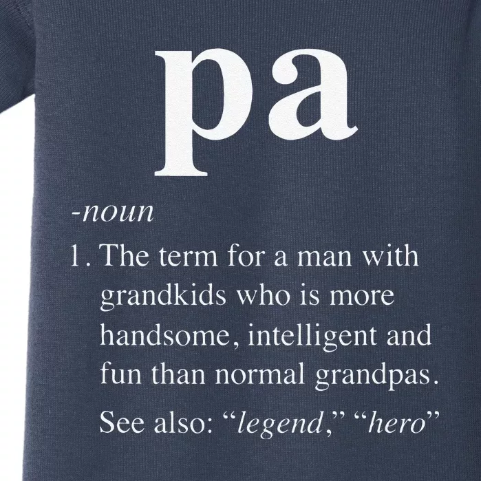 Pa Definition Funny Noun Grandpa Defined Fathers Day Baby Bodysuit