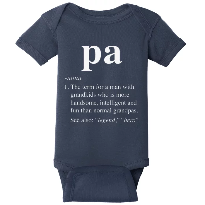 Pa Definition Funny Noun Grandpa Defined Fathers Day Baby Bodysuit