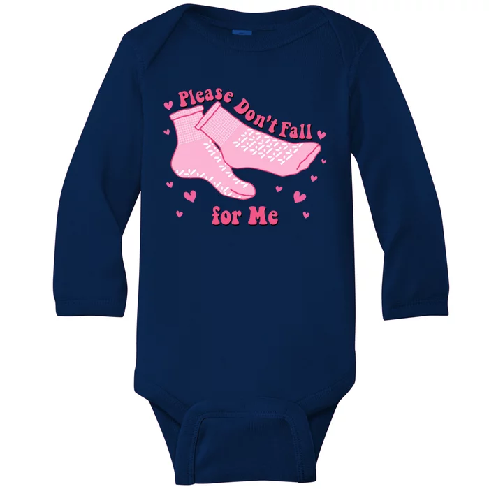 Please Dont Fall For Me Funny Nurse Valentine Baby Long Sleeve Bodysuit