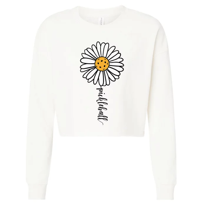 Pickleball Daisy Flower Cropped Pullover Crew