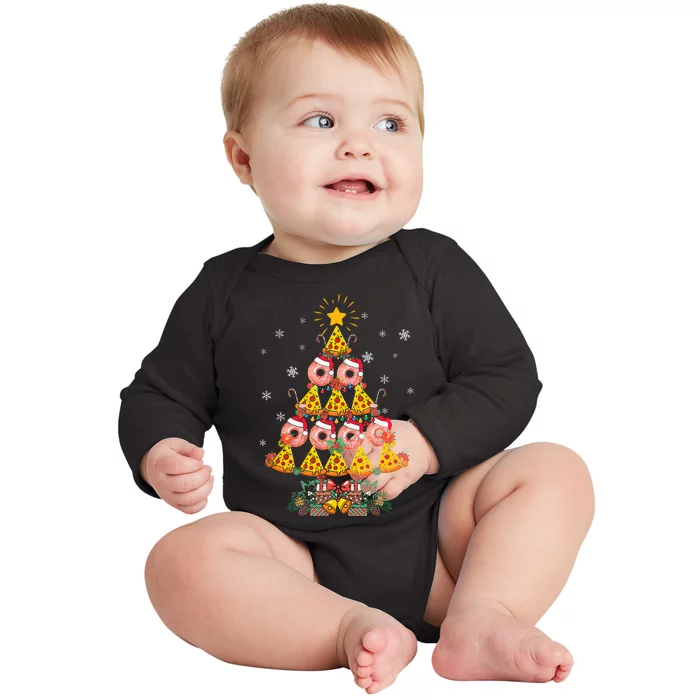 Pizza & Donut Funny Christmas Tree Merry Xmas Crustmas Light Baby Long Sleeve Bodysuit