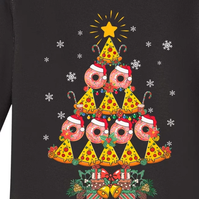 Pizza & Donut Funny Christmas Tree Merry Xmas Crustmas Light Baby Long Sleeve Bodysuit