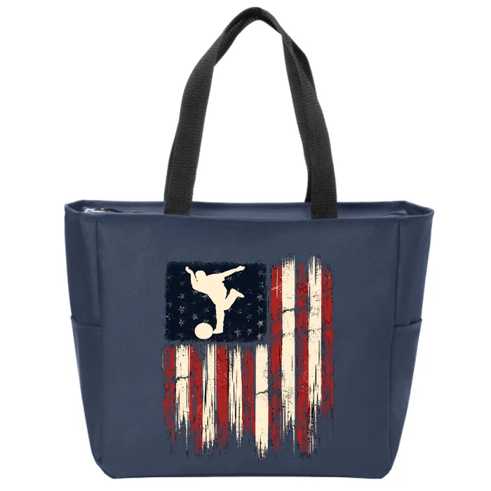 Patriotic Distressed Flag Gift For Bowling Zip Tote Bag