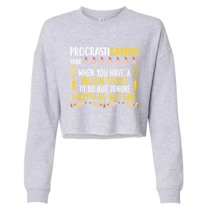 Procastibaking Definition Funny Cooking And Baking Gift Cropped Pullover Crew