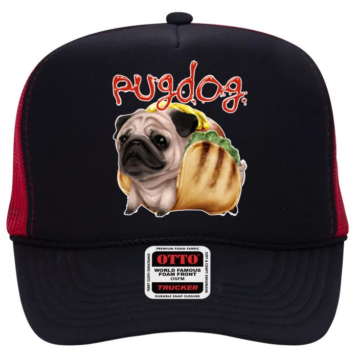 Pug Dog Funny Food High Crown Mesh Trucker Hat