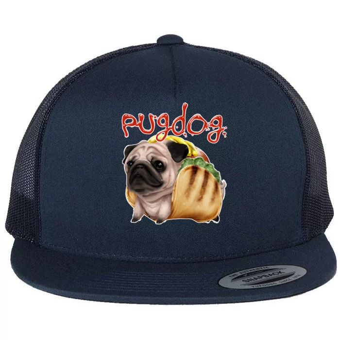 Pug Dog Funny Food Flat Bill Trucker Hat