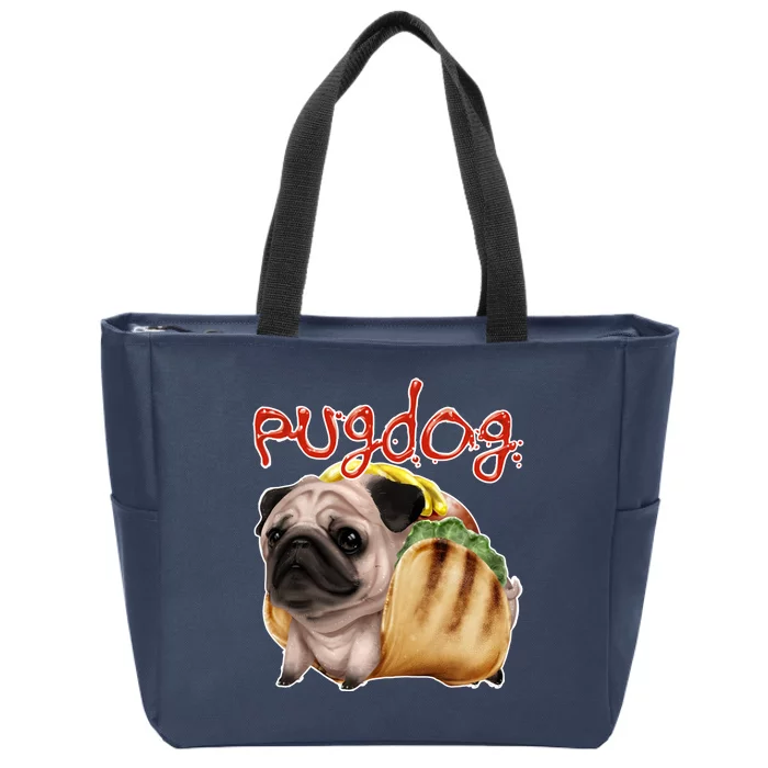 Pug Dog Funny Food Zip Tote Bag