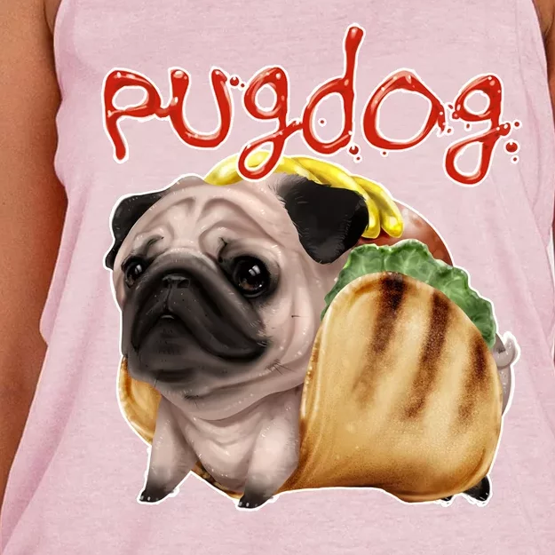 Pug Dog Funny Food Women's Knotted Racerback Tank