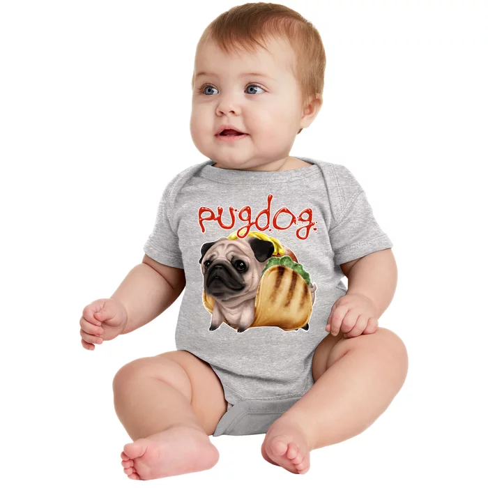 Pug Dog Funny Food Baby Bodysuit