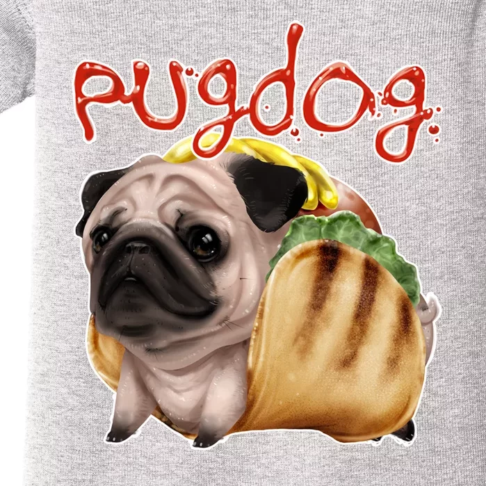 Pug Dog Funny Food Baby Bodysuit