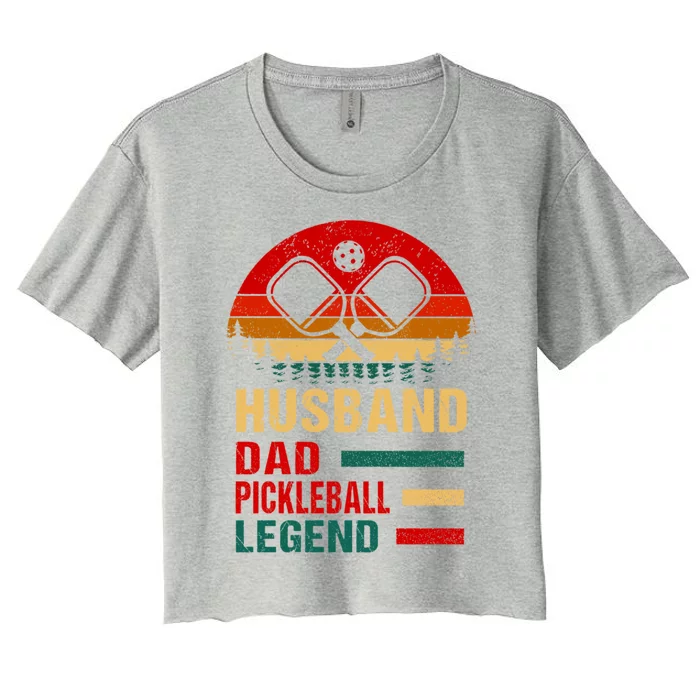 Pickleball Dad Funny Husband Dad Legend Vintage FatherS Day Gift Women's Crop Top Tee