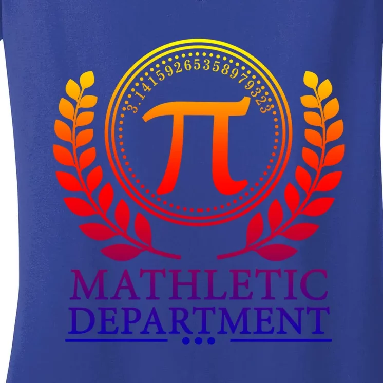 Pi Day Gift Mathletic Departt 3 14 Day Math Teacher Nerd Gift Women's V-Neck T-Shirt