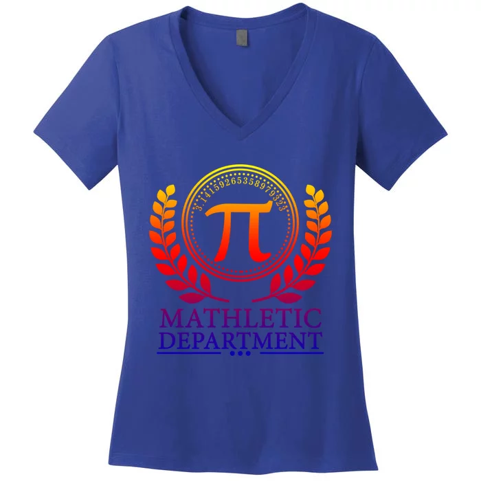 Pi Day Gift Mathletic Departt 3 14 Day Math Teacher Nerd Gift Women's V-Neck T-Shirt