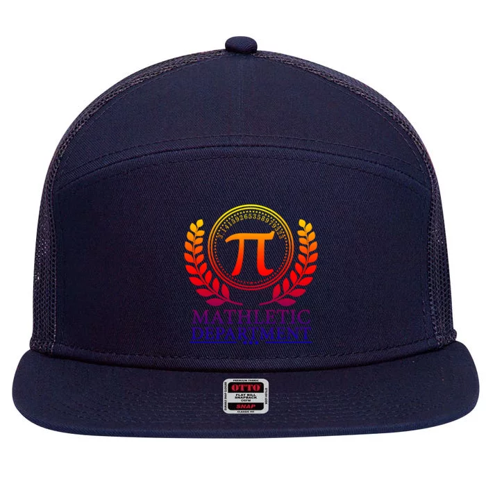 Pi Day Gift Mathletic Departt 3 14 Day Math Teacher Nerd Gift 7 Panel Mesh Trucker Snapback Hat