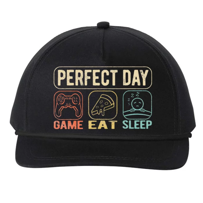 Perfect Day Game Eat Sleep Retro Color Funny Snapback Five-Panel Rope Hat