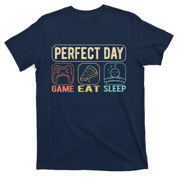 Perfect Day Game Eat Sleep Retro Color Funny T-Shirt