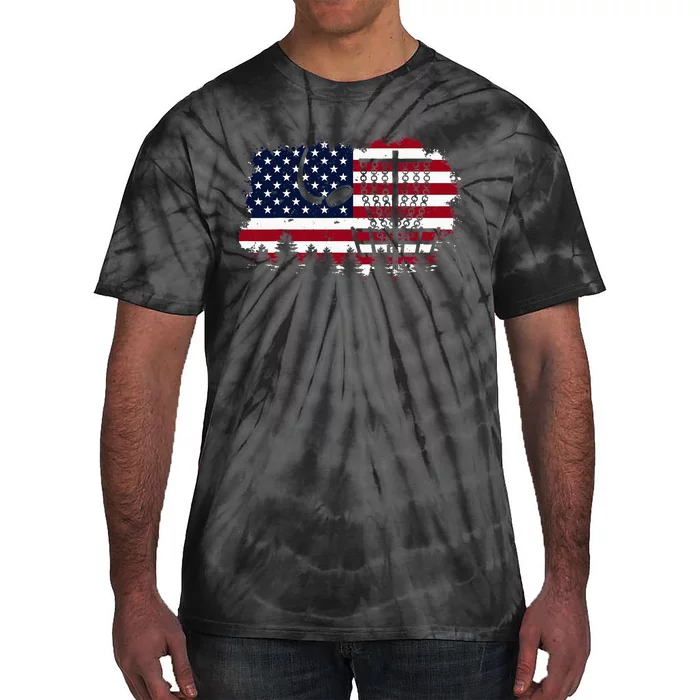 Patriotic Disc Golf Players Fathers Day Flag USA Disc Basket Tie-Dye T-Shirt