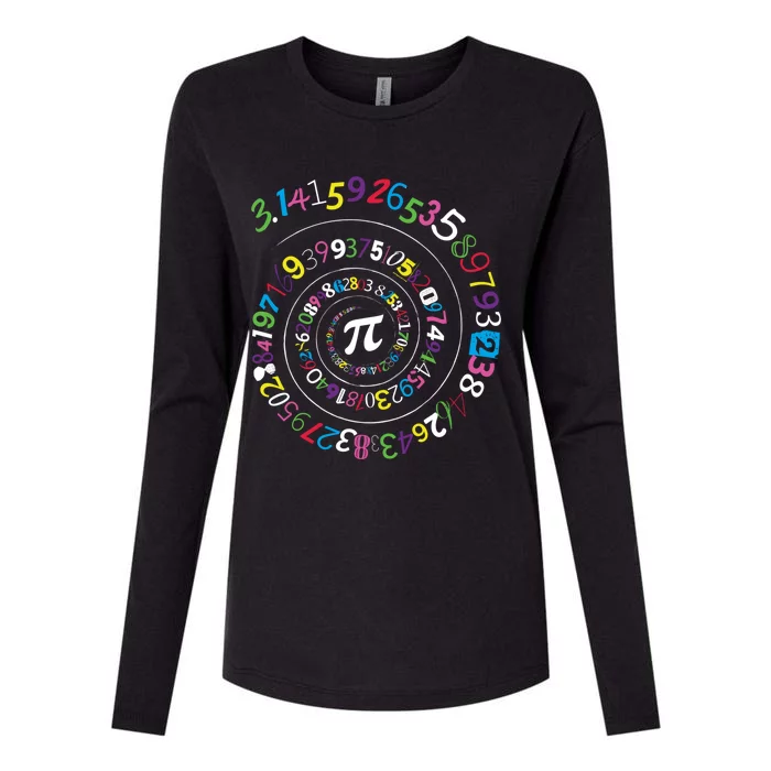 Pi Day Gift Spiral Pi Color Numbers Teacher Student Gift Womens Cotton Relaxed Long Sleeve T-Shirt