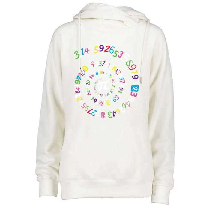 Pi Day Gift Spiral Pi Color Numbers Teacher Student Gift Womens Funnel Neck Pullover Hood