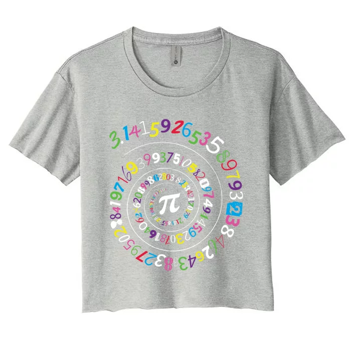 Pi Day Gift Spiral Pi Color Numbers Teacher Student Gift Women's Crop Top Tee