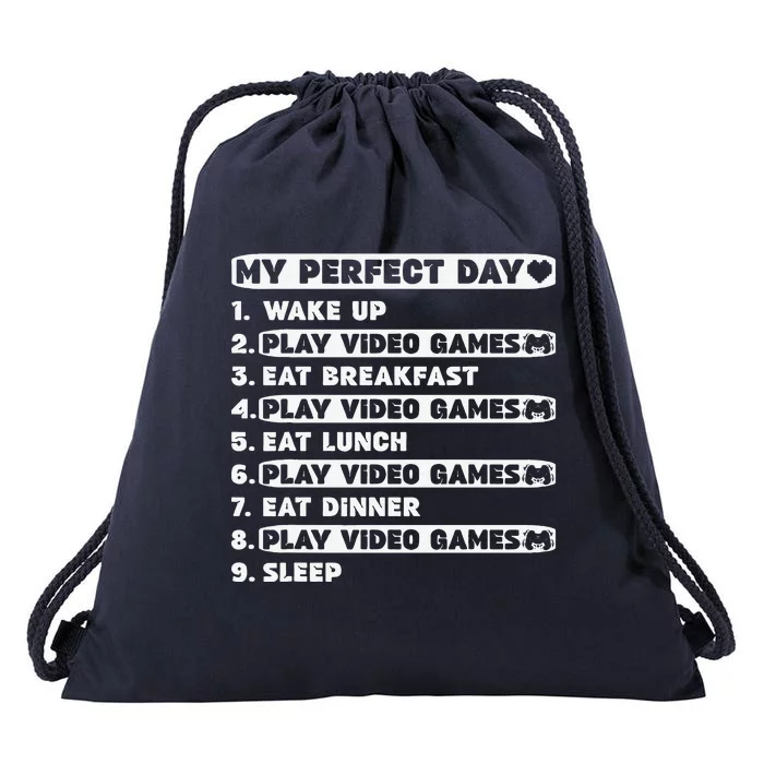 Perfect Day Gamer For Teen Brother Video Games Funny Drawstring Bag