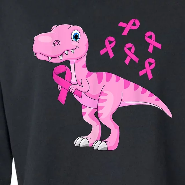 Pink Dinosaur Girls Pink Out Breast Cancer Gift Cropped Pullover Crew