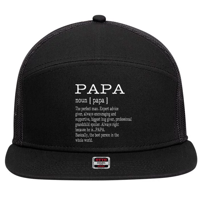 Papa Definition Grandpa Fathers Day Gifts Men 7 Panel Mesh Trucker Snapback Hat