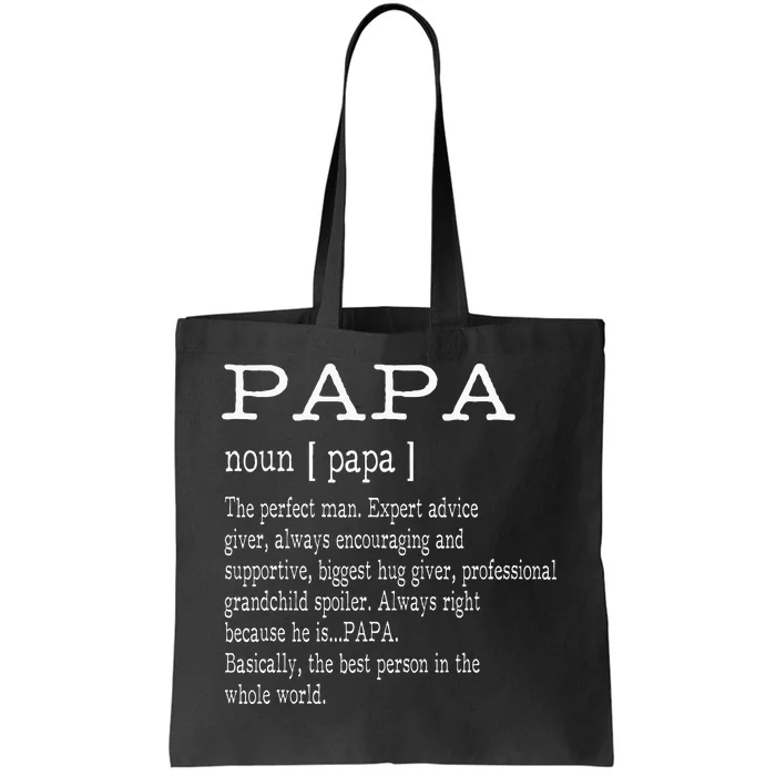 Papa Definition Grandpa Fathers Day Gifts Men Tote Bag