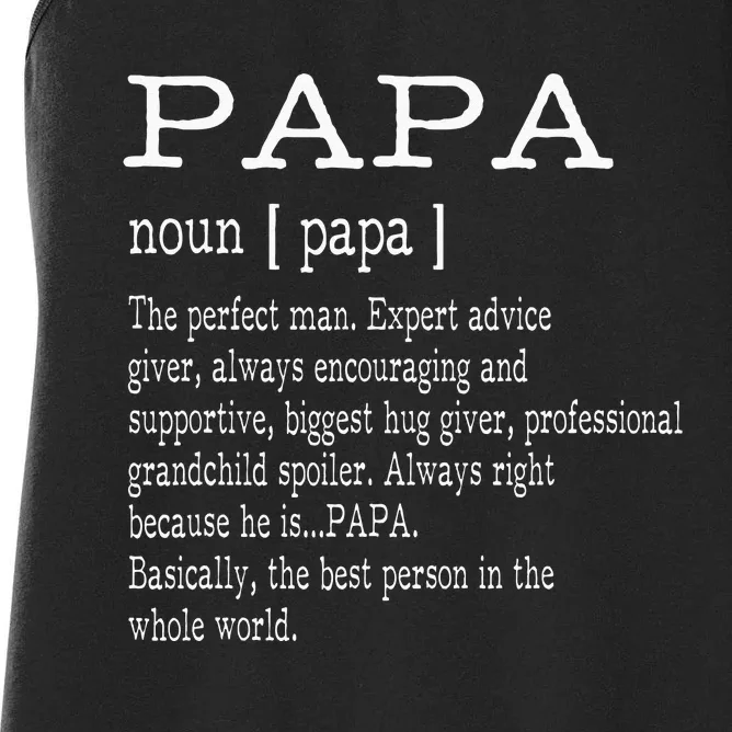 Papa Definition Grandpa Fathers Day Gifts Men Women's Racerback Tank