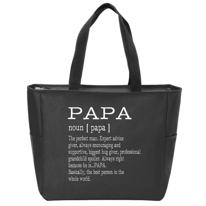 Papa Definition Grandpa Fathers Day Gifts Men Zip Tote Bag