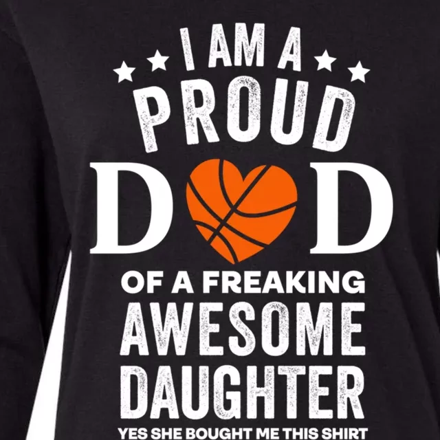 Proud Dad Gift Basketball From Daughter Gift Womens Cotton Relaxed Long Sleeve T-Shirt