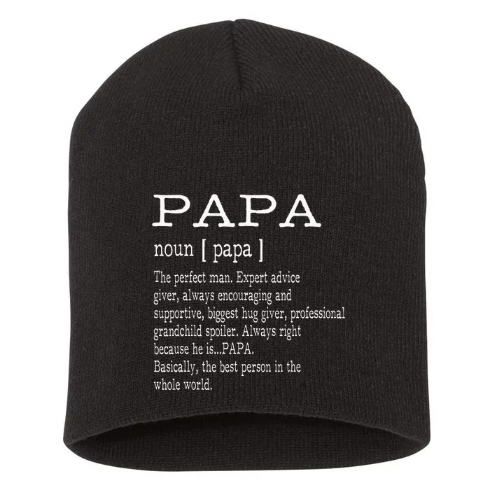 Papa Definition Grandpa Fathers Day Gifts Men Short Acrylic Beanie