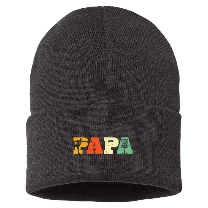 Papa Disc Golf Lover Frisbee Golfing Dad Father Sports Gifts Sustainable Knit Beanie