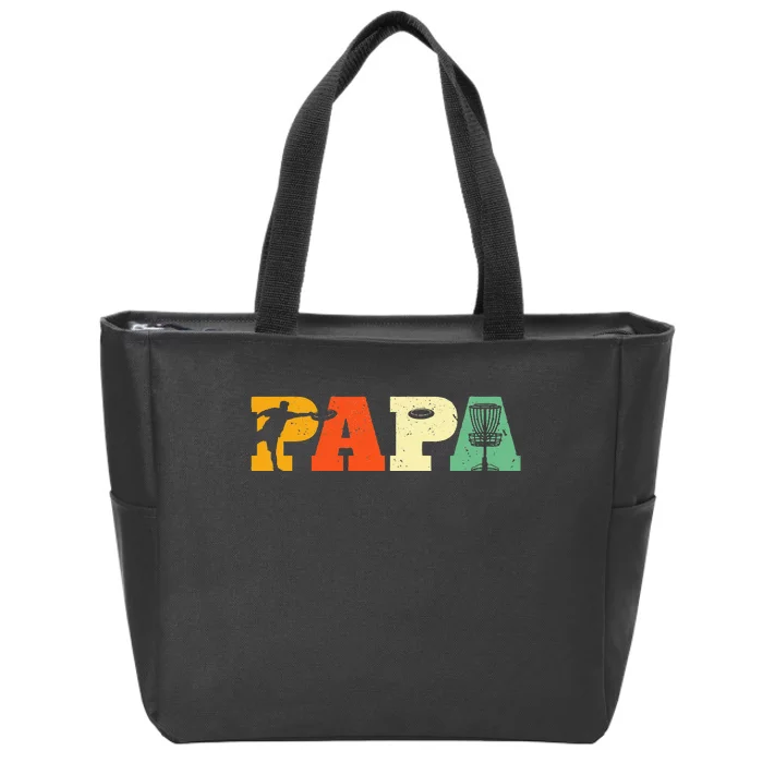 Papa Disc Golf Lover Frisbee Golfing Dad Father Sports Gifts Zip Tote Bag