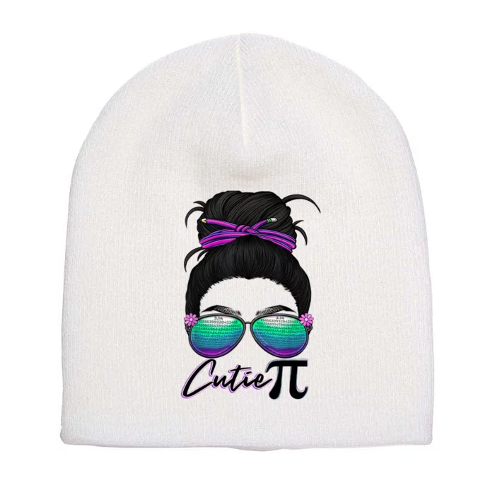 Pi Day Girl Wo Funny Math Teacher Cutie Pi Short Acrylic Beanie