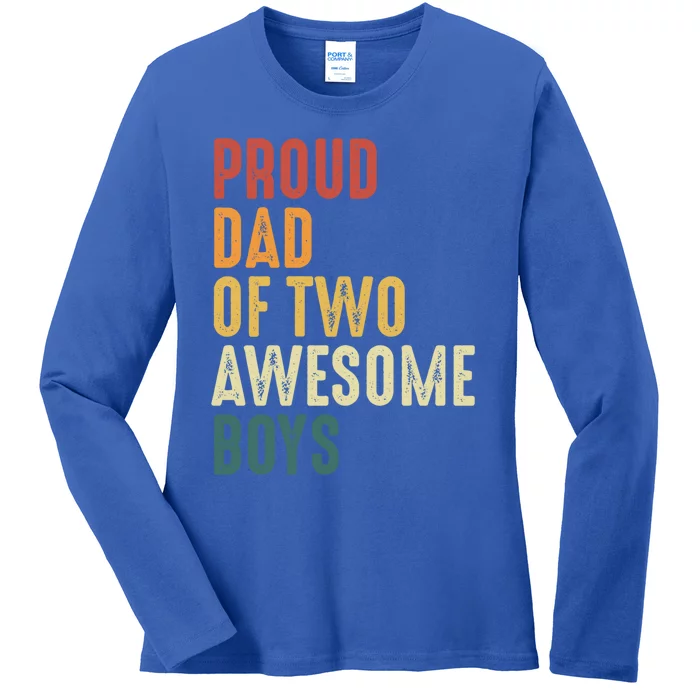 Proud Dad Gift Twin Father Dad Of Two Fatherhood Pride Gift Ladies Long Sleeve Shirt