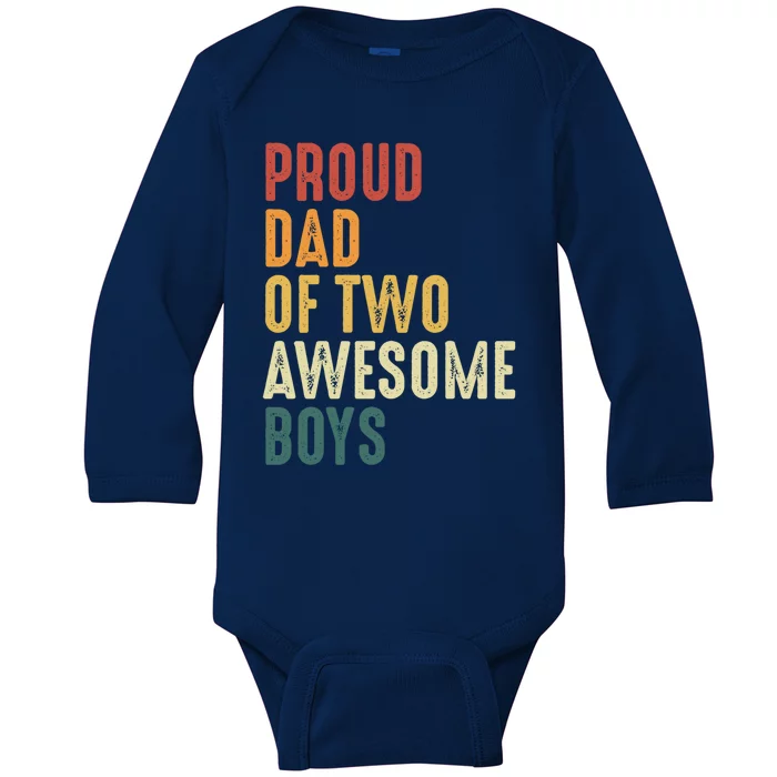 Proud Dad Gift Twin Father Dad Of Two Fatherhood Pride Gift Baby Long Sleeve Bodysuit