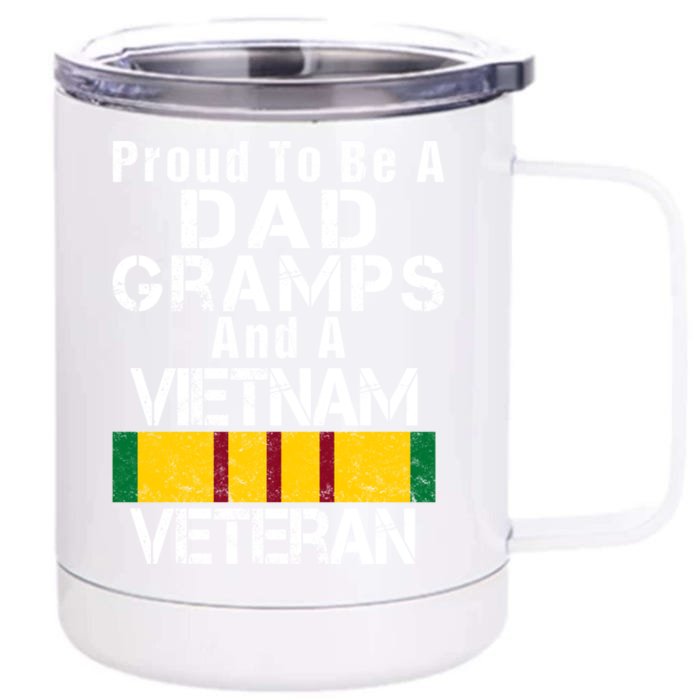 Proud Dad Gramps Vietnam War Veteran Vintage Gift Front & Back 12oz Stainless Steel Tumbler Cup