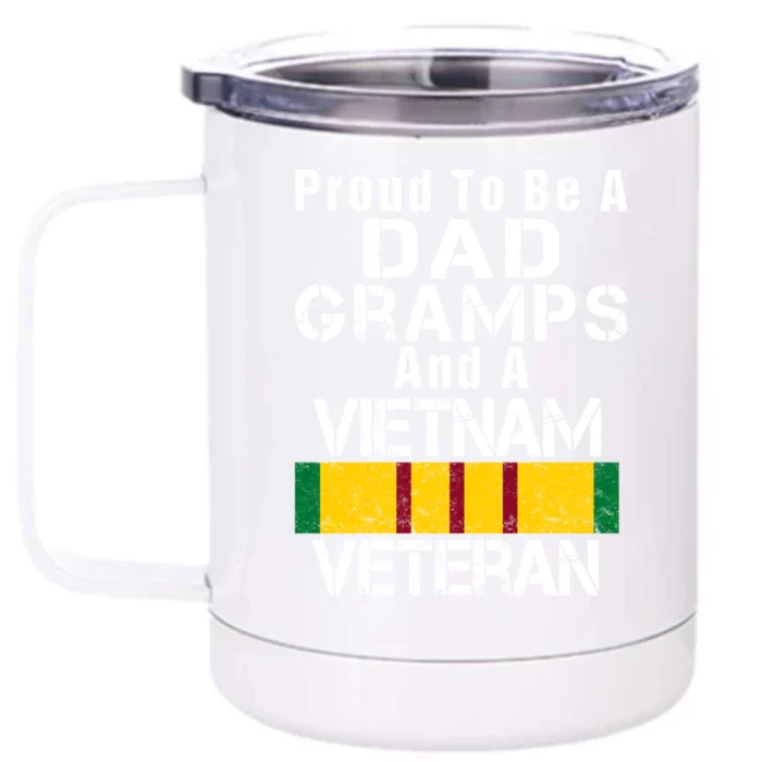 Proud Dad Gramps Vietnam War Veteran Vintage Gift Front & Back 12oz Stainless Steel Tumbler Cup