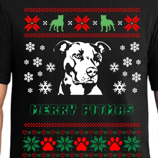 Pitbull Dog Graphic Gift Xmas Pajama Set