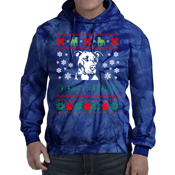 Pitbull Dog Graphic Gift Xmas Tie Dye Hoodie