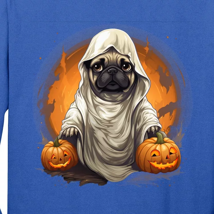 Pug Dog Ghost Funny Halloween Pumpkin For Dog Lovers Great Gift Tall Long Sleeve T-Shirt