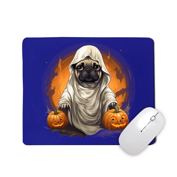 Pug Dog Ghost Funny Halloween Pumpkin For Dog Lovers Great Gift Mousepad