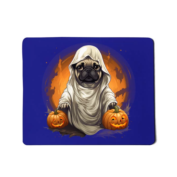 Pug Dog Ghost Funny Halloween Pumpkin For Dog Lovers Great Gift Mousepad