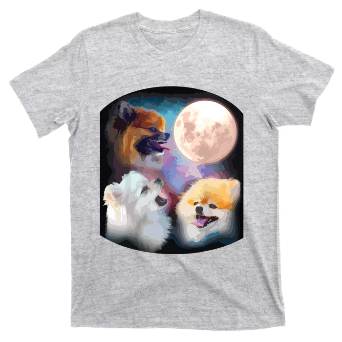 Pomeranian Dog Howling At Moon T-Shirt