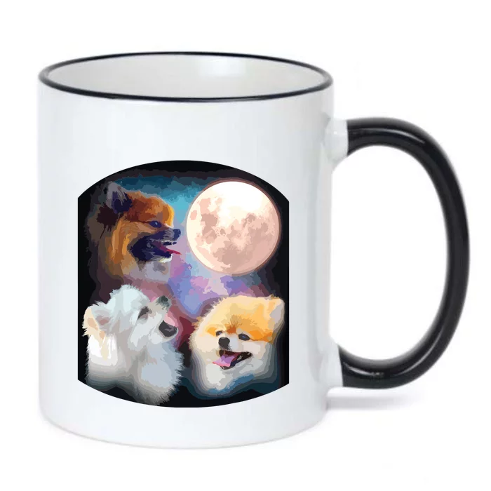 Pomeranian Dog Howling At Moon Black Color Changing Mug