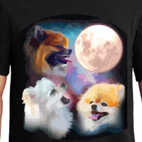 Pomeranian Dog Howling At Moon Pajama Set